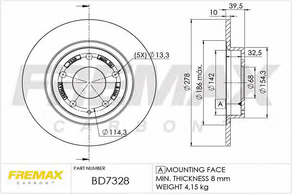 Fremax BD-7328 Rear brake disc, non-ventilated BD7328: Buy near me in Poland at 2407.PL - Good price!