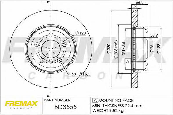 Fremax BD-3555 Тормозной диск передний вентилируемый BD3555: Отличная цена - Купить в Польше на 2407.PL!