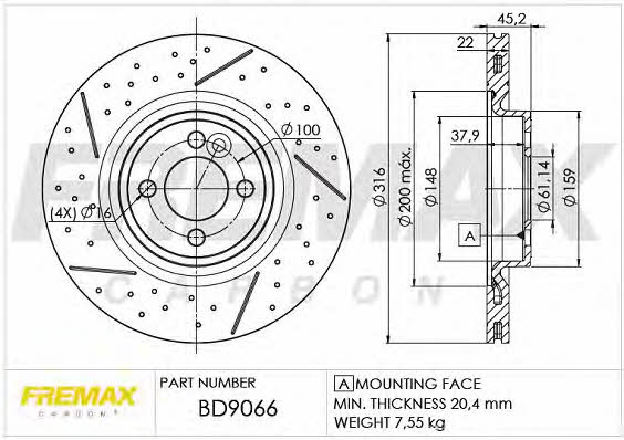 Fremax BD-9066 Front brake disc ventilated BD9066: Buy near me in Poland at 2407.PL - Good price!