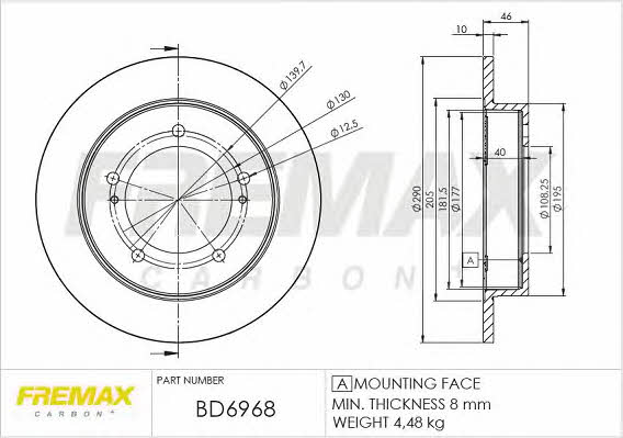 Fremax BD-6968 Unventilated front brake disc BD6968: Buy near me in Poland at 2407.PL - Good price!