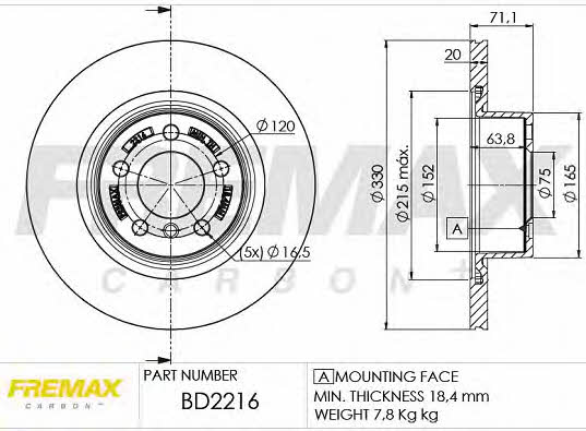 Fremax BD-2216 Тормозной диск задний вентилируемый BD2216: Отличная цена - Купить в Польше на 2407.PL!