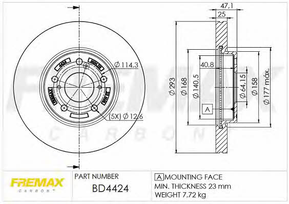 Fremax BD-4424 Front brake disc ventilated BD4424: Buy near me in Poland at 2407.PL - Good price!