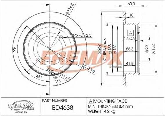 Fremax BD-4638 Rear brake disc, non-ventilated BD4638: Buy near me in Poland at 2407.PL - Good price!