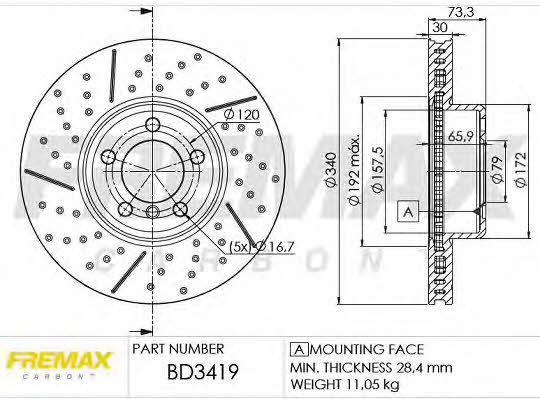 Fremax BD-3419 Front brake disc ventilated BD3419: Buy near me in Poland at 2407.PL - Good price!