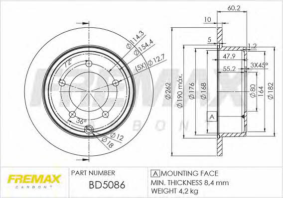 Fremax BD-5086 Rear brake disc, non-ventilated BD5086: Buy near me in Poland at 2407.PL - Good price!