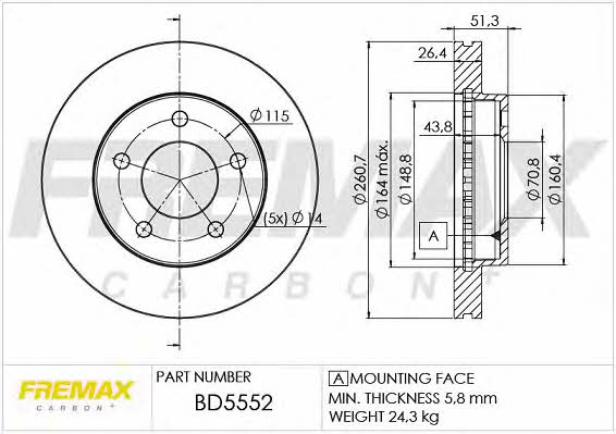 Fremax BD-5552 Front brake disc ventilated BD5552: Buy near me in Poland at 2407.PL - Good price!