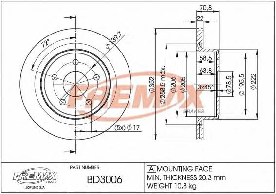 Fremax BD-3006 Тормозной диск задний вентилируемый BD3006: Купить в Польше - Отличная цена на 2407.PL!