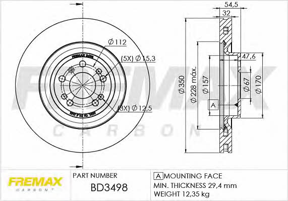 Fremax BD-3498 Тормозной диск передний вентилируемый BD3498: Отличная цена - Купить в Польше на 2407.PL!