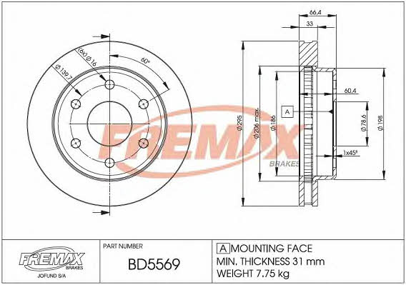 Fremax BD-5569 Front brake disc ventilated BD5569: Buy near me in Poland at 2407.PL - Good price!