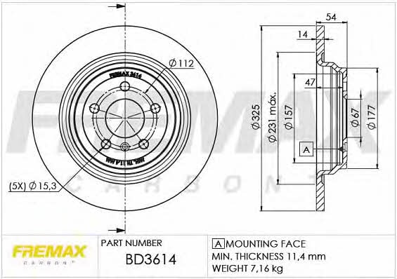 Fremax BD-3614 Rear brake disc, non-ventilated BD3614: Buy near me in Poland at 2407.PL - Good price!