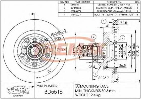 Fremax BD-5516 Rear ventilated brake disc BD5516: Buy near me in Poland at 2407.PL - Good price!