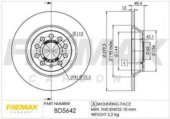 Fremax BD-5642 Rear brake disc, non-ventilated BD5642: Buy near me in Poland at 2407.PL - Good price!