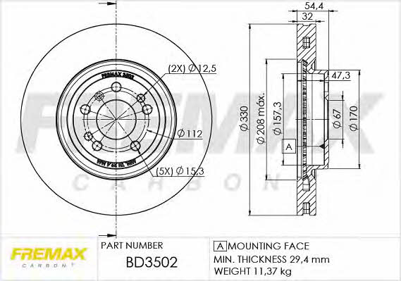 Fremax BD-3502 Front brake disc ventilated BD3502: Buy near me in Poland at 2407.PL - Good price!
