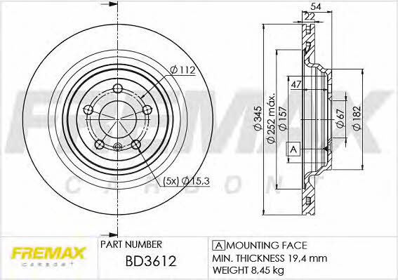 Fremax BD-3612 Диск гальмівний задній вентильований BD3612: Приваблива ціна - Купити у Польщі на 2407.PL!