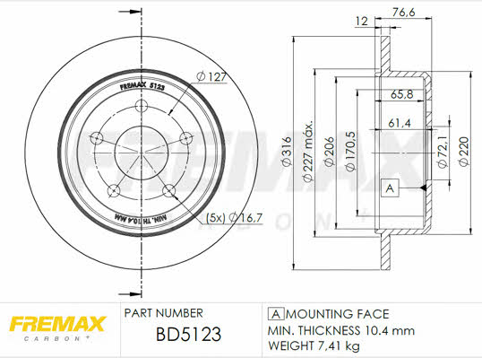 Fremax BD-5123 Тормозной диск задний невентилируемый BD5123: Отличная цена - Купить в Польше на 2407.PL!