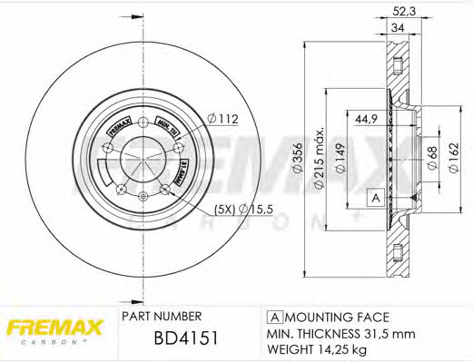 Fremax BD-4151 Front brake disc ventilated BD4151: Buy near me in Poland at 2407.PL - Good price!