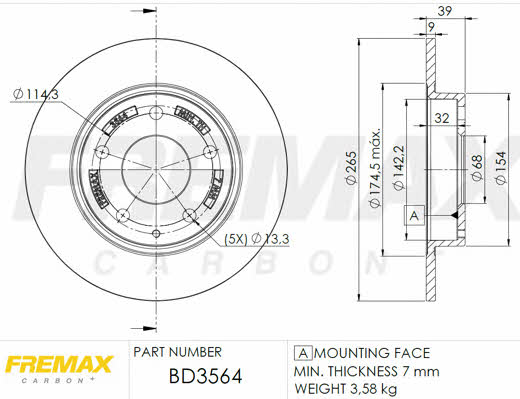 Fremax BD-3564 Тормозной диск задний невентилируемый BD3564: Отличная цена - Купить в Польше на 2407.PL!
