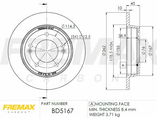 Fremax BD-5167 Brake disc BD5167: Buy near me in Poland at 2407.PL - Good price!