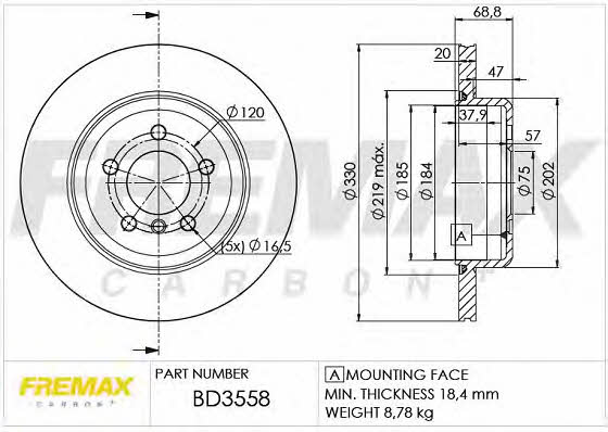 Fremax BD-3558 Тормозной диск задний вентилируемый BD3558: Отличная цена - Купить в Польше на 2407.PL!
