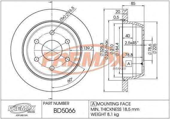 Fremax BD-5066 Front brake disc ventilated BD5066: Buy near me in Poland at 2407.PL - Good price!
