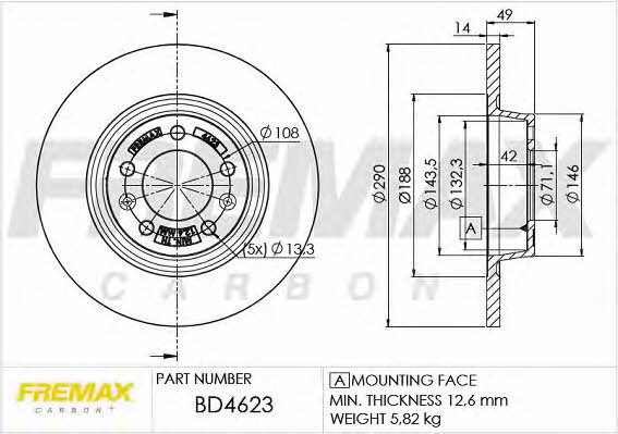 Fremax BD-4623 Rear brake disc, non-ventilated BD4623: Buy near me in Poland at 2407.PL - Good price!