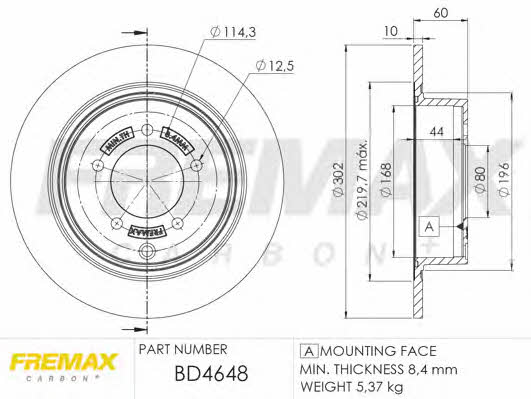 Fremax BD-4648 Rear brake disc, non-ventilated BD4648: Buy near me in Poland at 2407.PL - Good price!