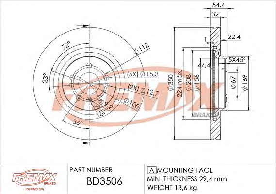Fremax BD-3506 Тормозной диск передний вентилируемый BD3506: Отличная цена - Купить в Польше на 2407.PL!