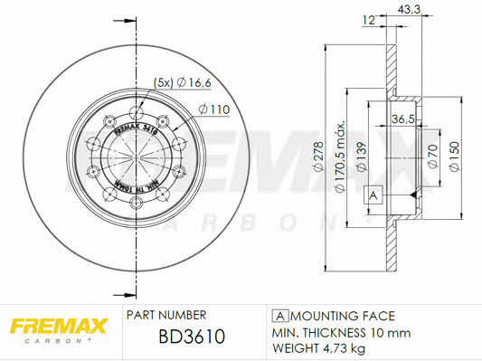 Fremax BD-3610 Brake disc BD3610: Buy near me in Poland at 2407.PL - Good price!
