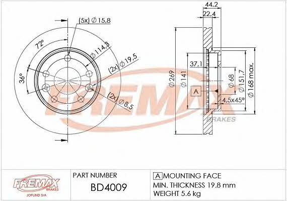 Fremax BD-4009 Front brake disc ventilated BD4009: Buy near me in Poland at 2407.PL - Good price!
