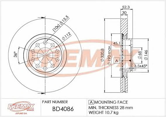 Fremax BD-4086 Front brake disc ventilated BD4086: Buy near me in Poland at 2407.PL - Good price!