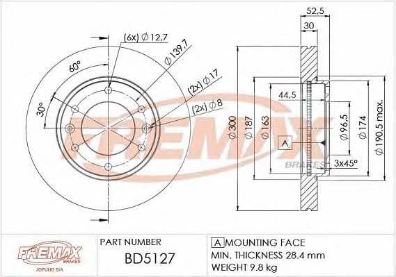 Fremax BD-5127 Front brake disc ventilated BD5127: Buy near me in Poland at 2407.PL - Good price!