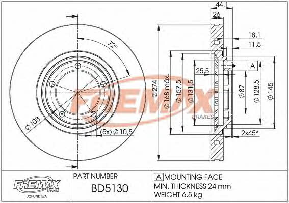 Fremax BD-5130 Wentylowana przednia tarcza hamulcowa BD5130: Dobra cena w Polsce na 2407.PL - Kup Teraz!