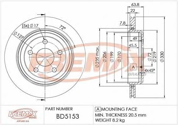 Fremax BD-5153 Brake disc BD5153: Buy near me in Poland at 2407.PL - Good price!