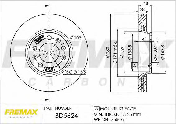 Fremax BD-5624 Тормозной диск передний вентилируемый BD5624: Отличная цена - Купить в Польше на 2407.PL!