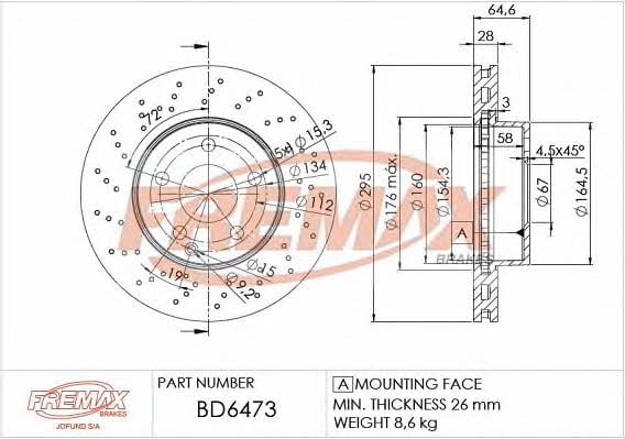 Fremax BD-6473 Диск гальмівний передній вентильований BD6473: Приваблива ціна - Купити у Польщі на 2407.PL!