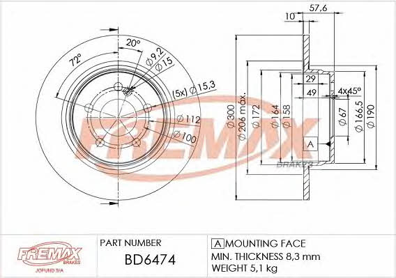 Fremax BD-6474 Тормозной диск задний невентилируемый BD6474: Отличная цена - Купить в Польше на 2407.PL!