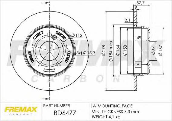 Fremax BD-6477 Rear brake disc, non-ventilated BD6477: Buy near me in Poland at 2407.PL - Good price!