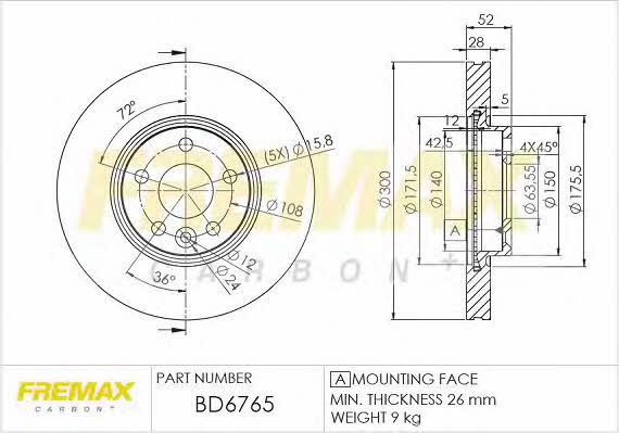 Fremax BD-6765 Front brake disc ventilated BD6765: Buy near me in Poland at 2407.PL - Good price!