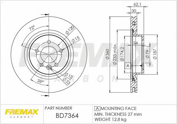 Fremax BD-7364 Диск гальмівний передній вентильований BD7364: Купити у Польщі - Добра ціна на 2407.PL!