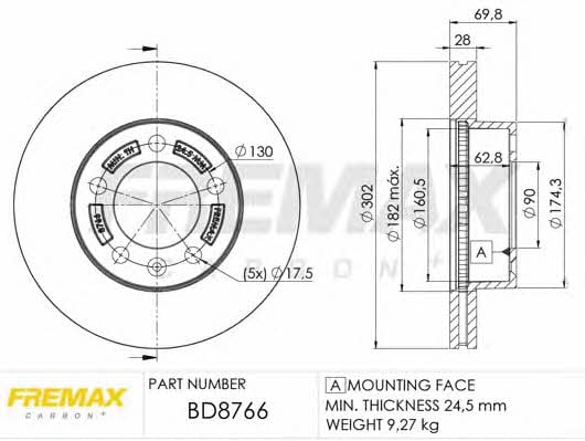 Fremax BD-8766 Тормозной диск передний вентилируемый BD8766: Отличная цена - Купить в Польше на 2407.PL!