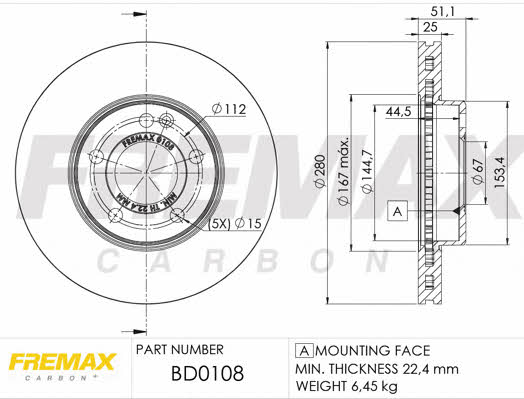 Fremax BD-0108 Front brake disc ventilated BD0108: Buy near me in Poland at 2407.PL - Good price!
