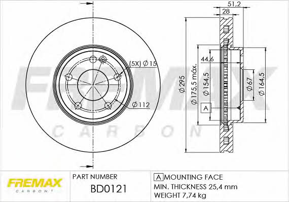 Fremax BD-0121 Диск гальмівний передній вентильований BD0121: Приваблива ціна - Купити у Польщі на 2407.PL!