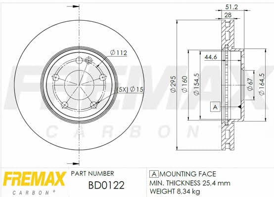 Fremax BD-0122 Тормозной диск передний вентилируемый BD0122: Отличная цена - Купить в Польше на 2407.PL!