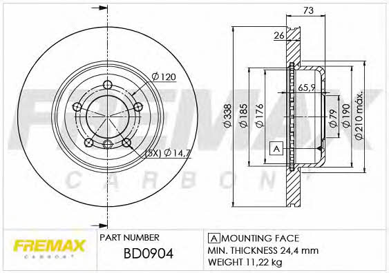 Fremax BD-0904 Front brake disc ventilated BD0904: Buy near me in Poland at 2407.PL - Good price!
