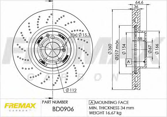Fremax BD-0906 Front brake disc ventilated BD0906: Buy near me in Poland at 2407.PL - Good price!