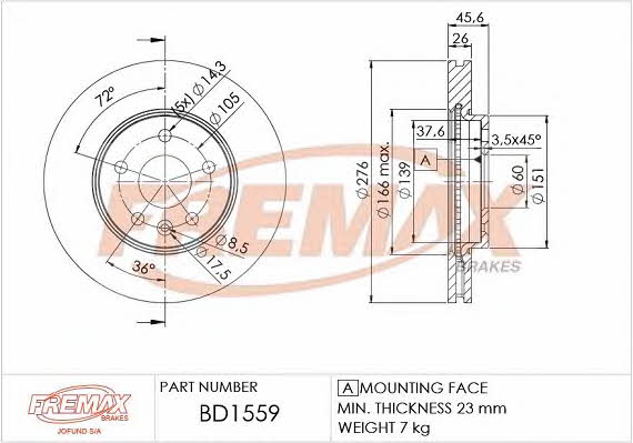Fremax BD-1559 Тормозной диск передний вентилируемый BD1559: Отличная цена - Купить в Польше на 2407.PL!