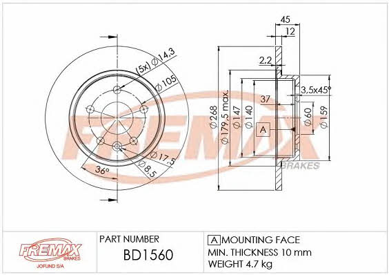 Fremax BD-1560 Tarcza hamulcowa tylna, niewentylowana BD1560: Dobra cena w Polsce na 2407.PL - Kup Teraz!