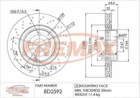 Fremax BD-2592 Front brake disc ventilated BD2592: Buy near me in Poland at 2407.PL - Good price!