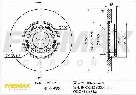Fremax BD-2898 Тормозной диск передний вентилируемый BD2898: Отличная цена - Купить в Польше на 2407.PL!