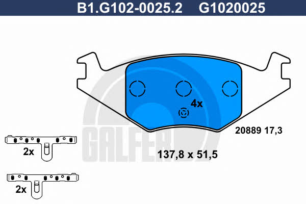 Galfer B1.G102-0025.2 Гальмівні колодки, комплект B1G10200252: Приваблива ціна - Купити у Польщі на 2407.PL!